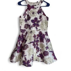 Zunie Purple and Cream Floral Kids Dress